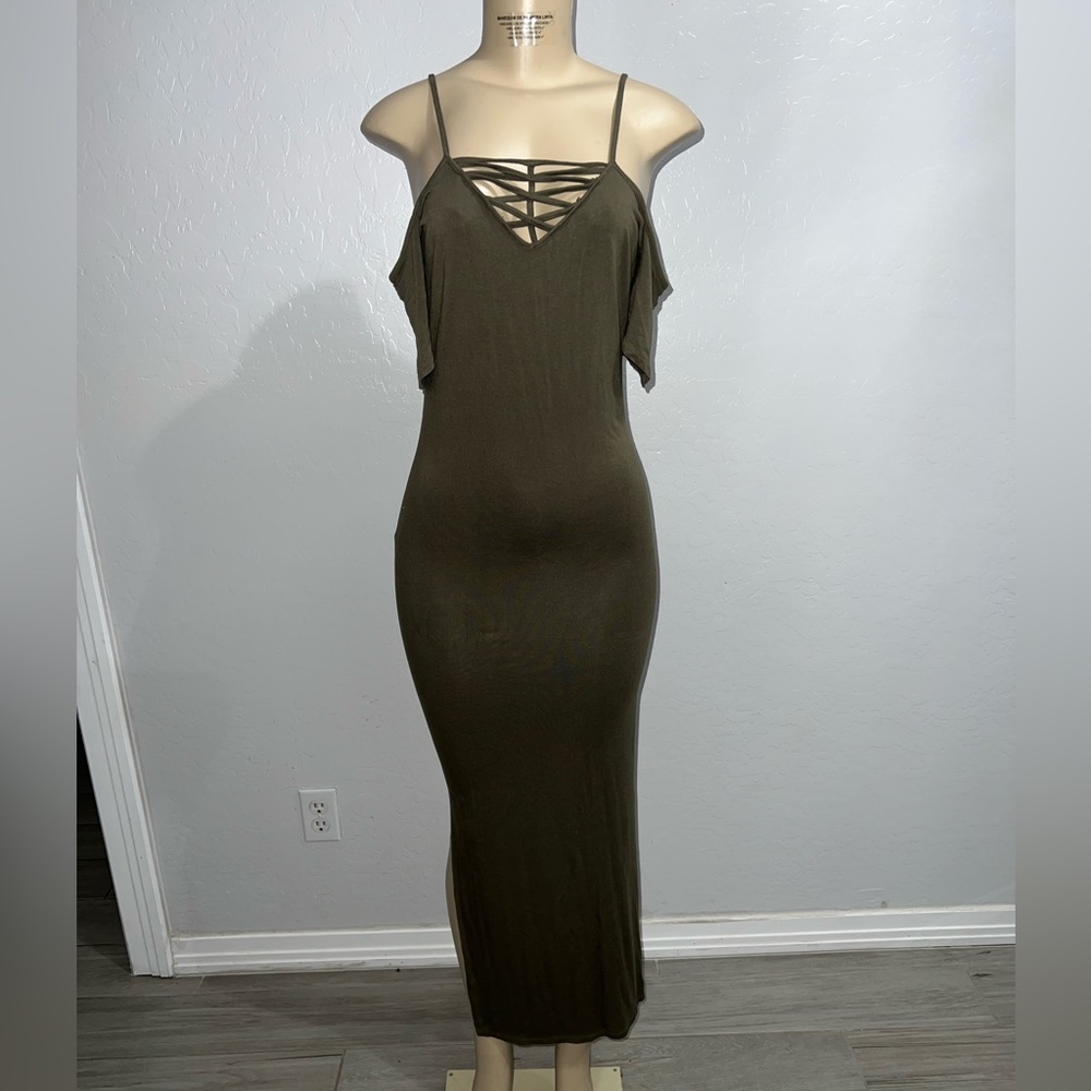 Moral Fiber Olive Green Maxi Dress
